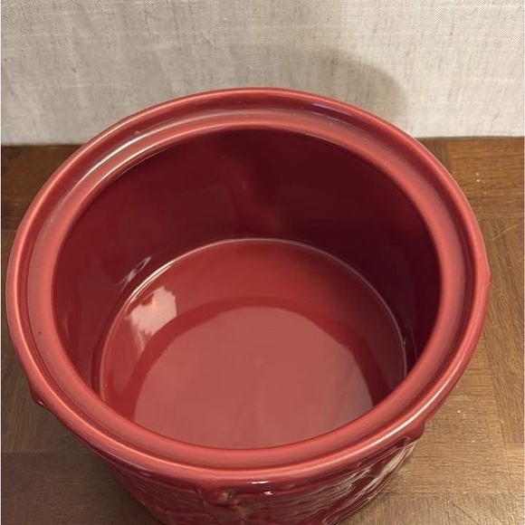 Longaberger Red Ceramic Basket Weave Canister - Picture 4 of 5